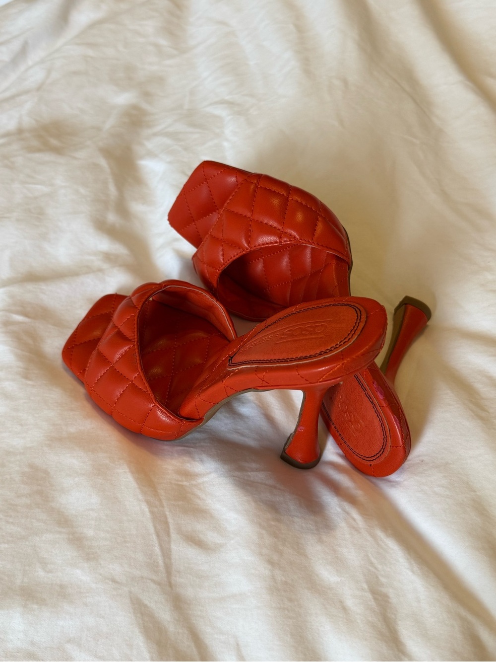 ASOS Quilted Red High-Heel Slide Sandals BRAND NEW, US 5